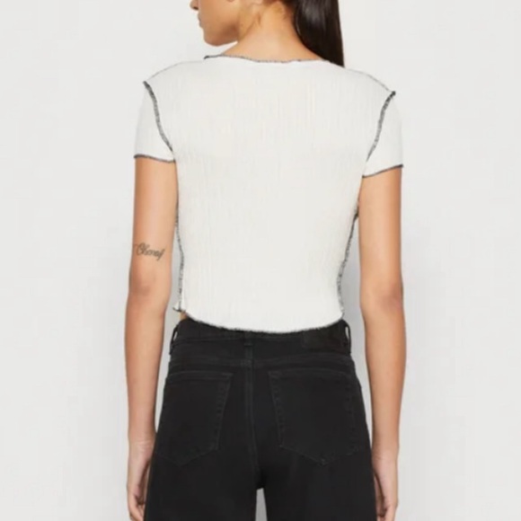 BDG Urban Outfitters NWT Ivory Cut Out Piped Seam Top - Picture 2 of 6